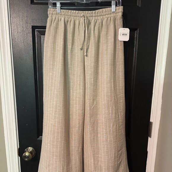 NWT Womens Altard State Wide Leg Linen Blend Drawstring Pants Cream White Medium - Picture 1 of 5